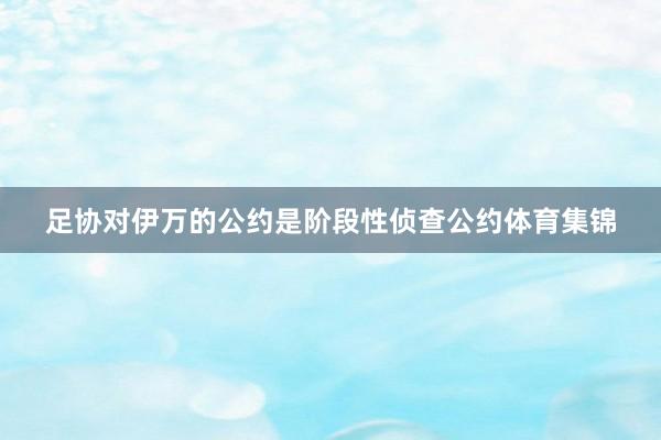 足协对伊万的公约是阶段性侦查公约体育集锦